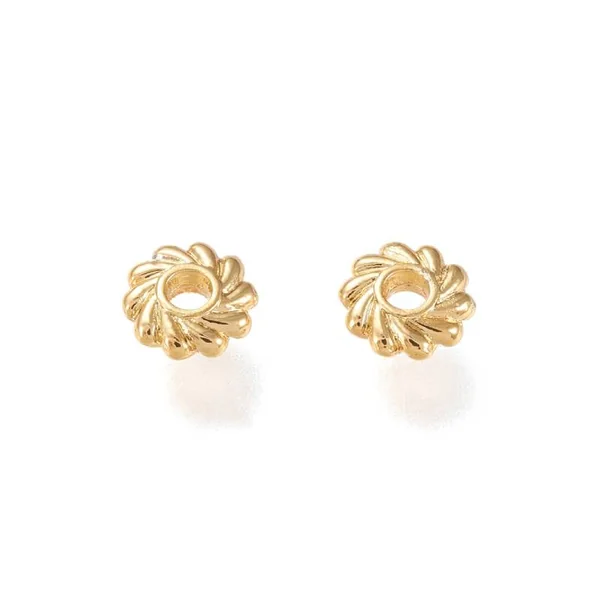 Lot de 20 perles intercalaires fleurs - Doré à l'or fin