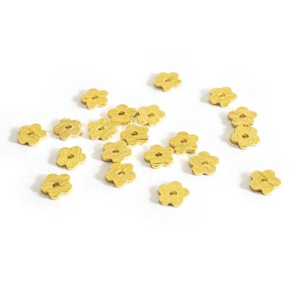 Lot de 20 perles intercalaires fleurs texturées - Doré à l'or fin
