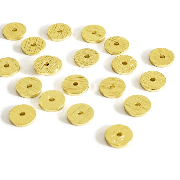 Lot de 20 perles intercalaires rondes texturées - Doré à l'or fin