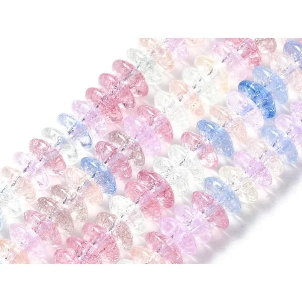 Lot de 20 perles rondelles en verre craquelé - Multicolore