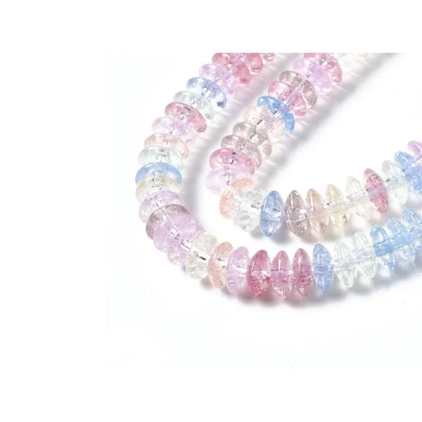 Lot de 20 perles rondelles en verre craquelé - Multicolore