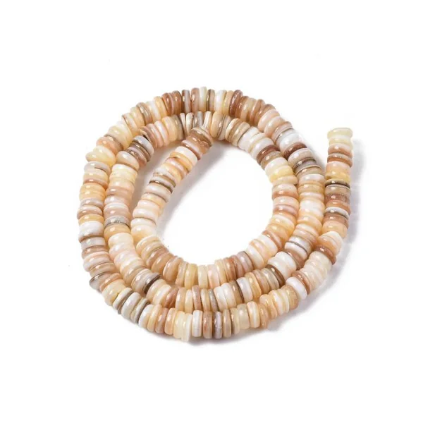 Lot de 20 perles rondelles heishi 6 mm - Coquillage naturel