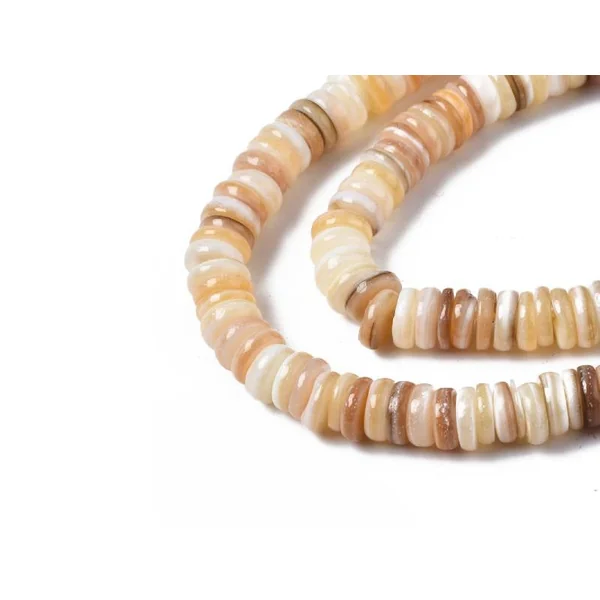 Lot de 20 perles rondelles heishi 6 mm - Coquillage naturel