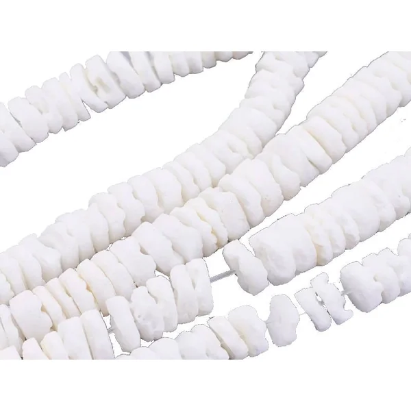 Lot de 20 perles rondelles heishi coquillage blanc