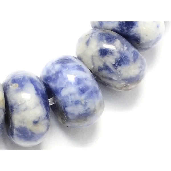 Lot de 20 perles rondelles - Jaspe tache bleu