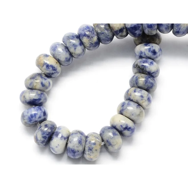 Lot de 20 perles rondelles - Jaspe tache bleu