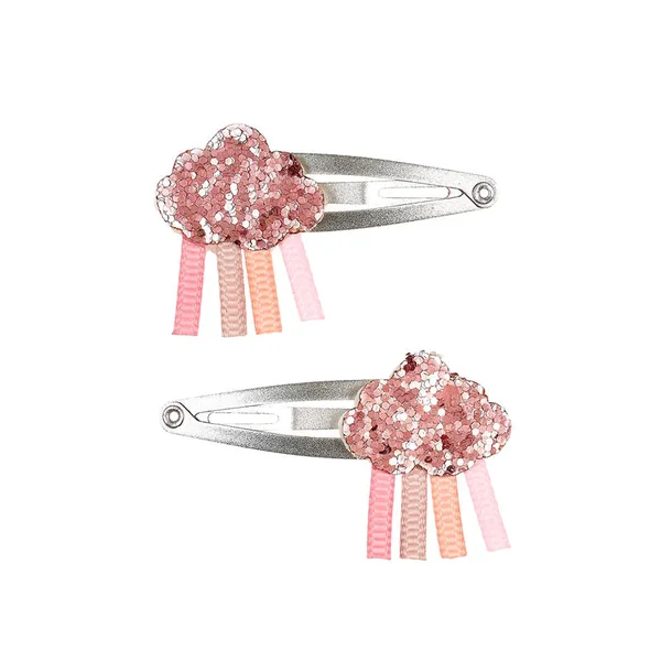 Lot de 2 Barrettes Kayla - Nuage rose à paillettes