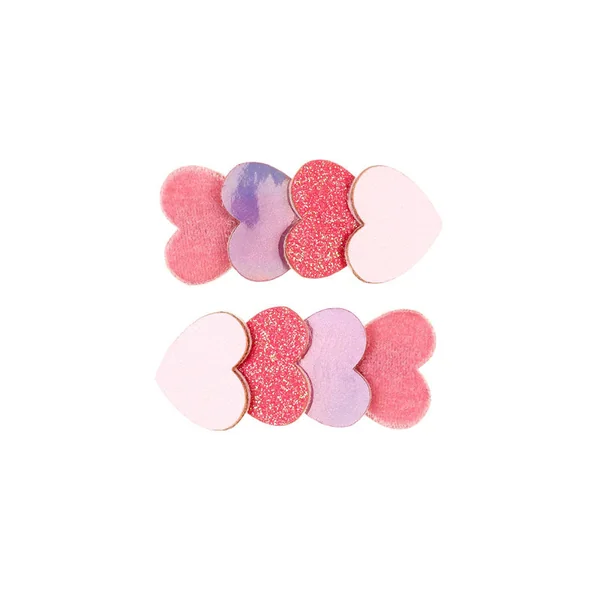 Lot de 2 Barrettes Samantha - Coeurs roses