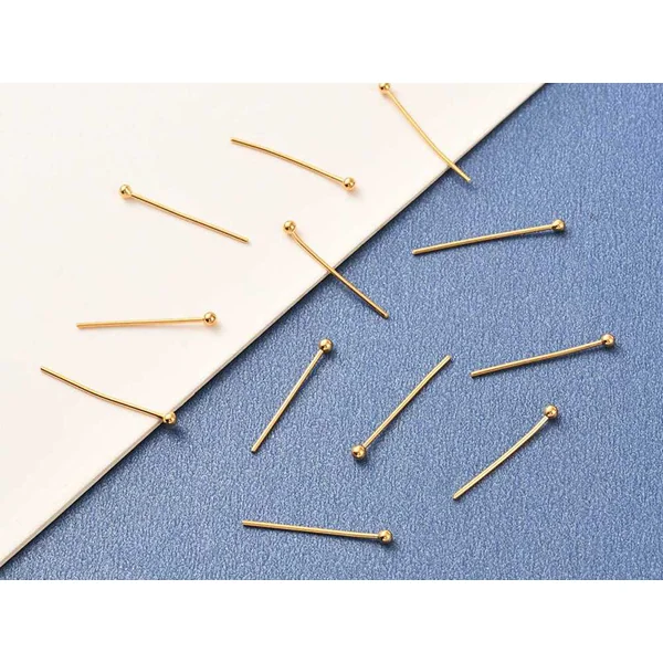 Lot de 50 clous à tête boule - Doré à l'or fin 18K - 21 mm