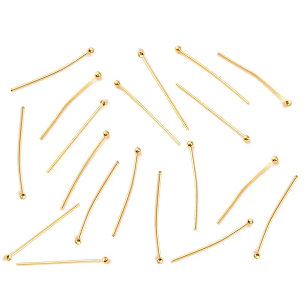 Lot de 50 clous à tête boule - Doré à l'or fin 18K - 24 mm