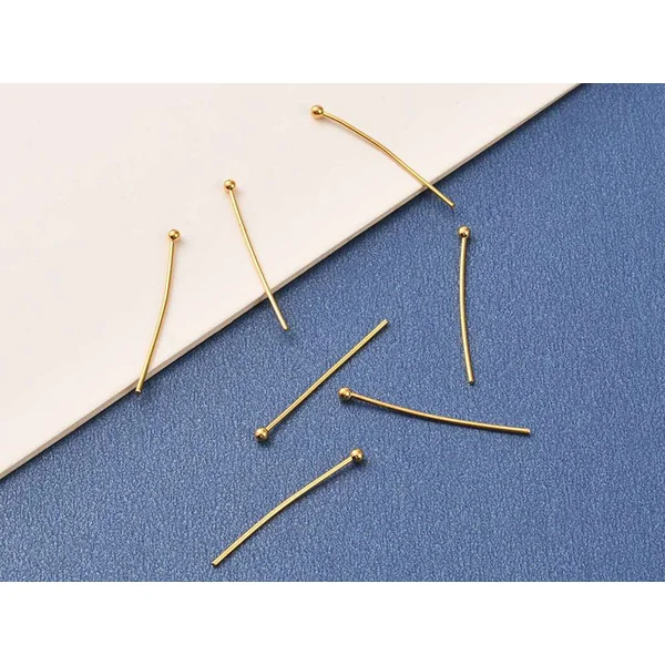 Lot de 50 clous à tête boule - Doré à l'or fin 18K - 27 mm