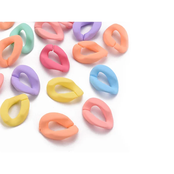 Lot de 50 maillons en acrylique mate - 23 x 16,5 mm - Multicolore