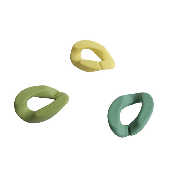 Lot de 50 maillons mates en acrylique - 30 x 21 mm - Vert et jaune