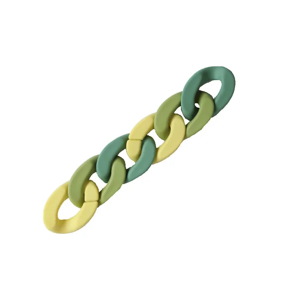 Lot de 50 maillons mates en acrylique - 30 x 21 mm - Vert et jaune