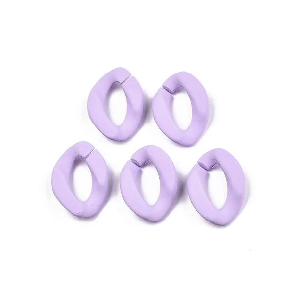 Lot de 50 maillons opaques et mates en acrylique - 23 x 17 mm - Prune