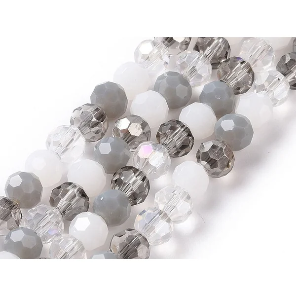 Lot de 50 perles rondes facettées - 5 mm - Tons gris