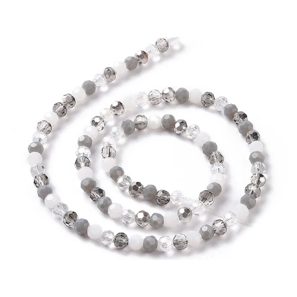 Lot de 50 perles rondes facettées - 5 mm - Tons gris