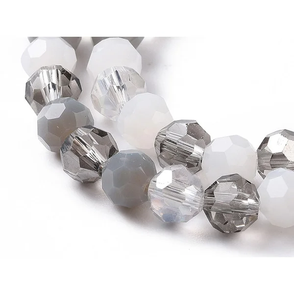 Lot de 50 perles rondes facettées - 5 mm - Tons gris