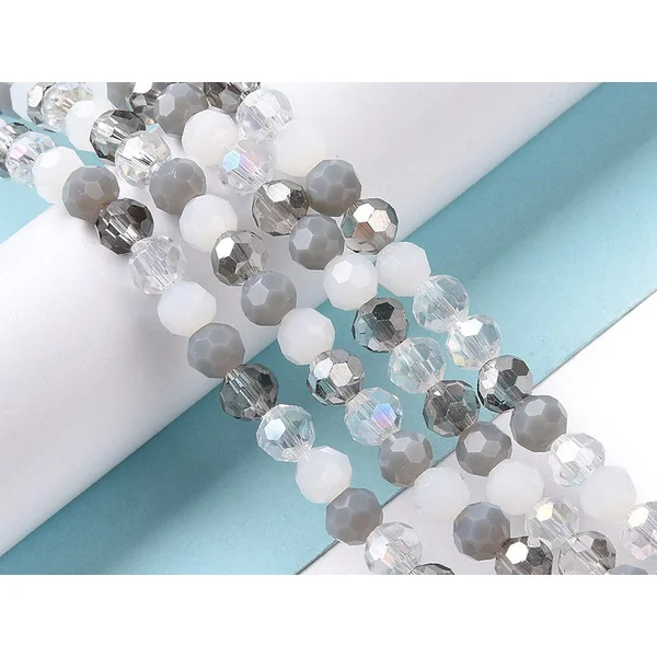 Lot de 50 perles rondes facettées - 5 mm - Tons gris