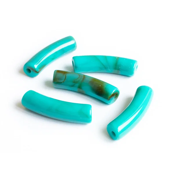 Lot de 5 perles tubes - Imitation naturelle marbre 6 mm - Turquoise