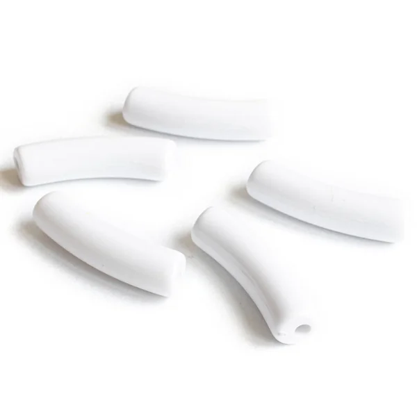 Lot de 5 perles tubes opaques en résine 6 mm - Blanc