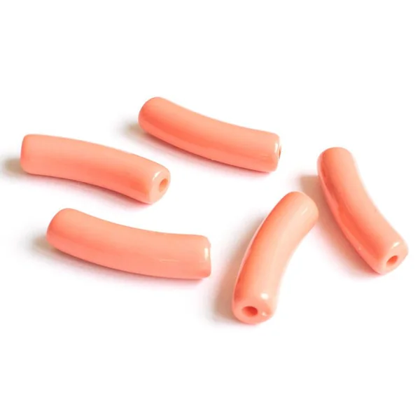 Lot de 5 perles tubes opaques en résine 6 mm - Corail