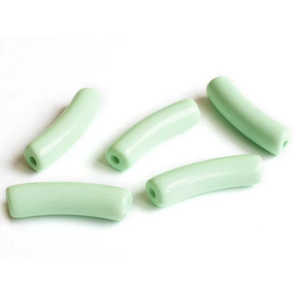 Lot de 5 perles tubes opaques en résine 6 mm - Turquoise