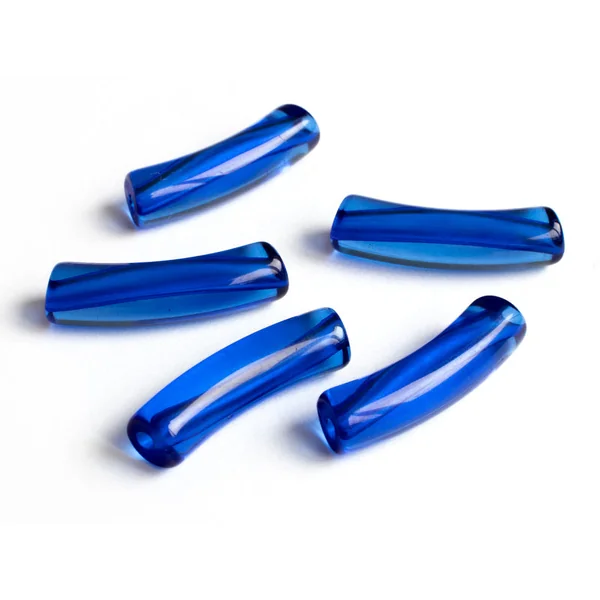 Lot de 5 perles tubes transparentes en résine 6 mm - Bleu