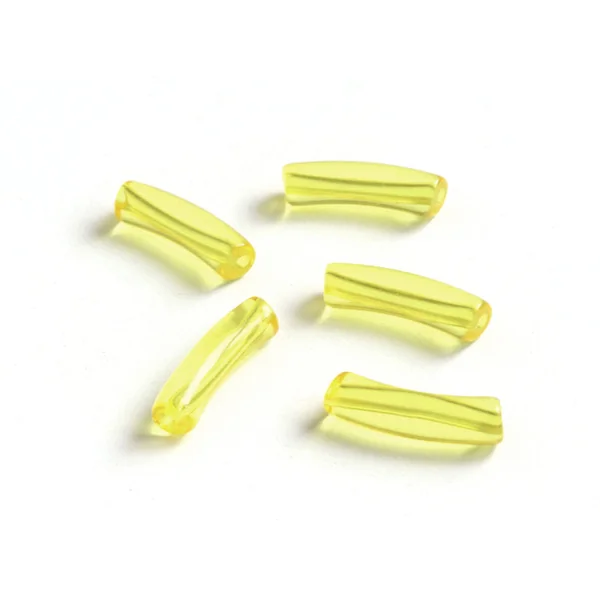 Lot de 5 perles tubes transparentes en résine 6 mm - Jaune