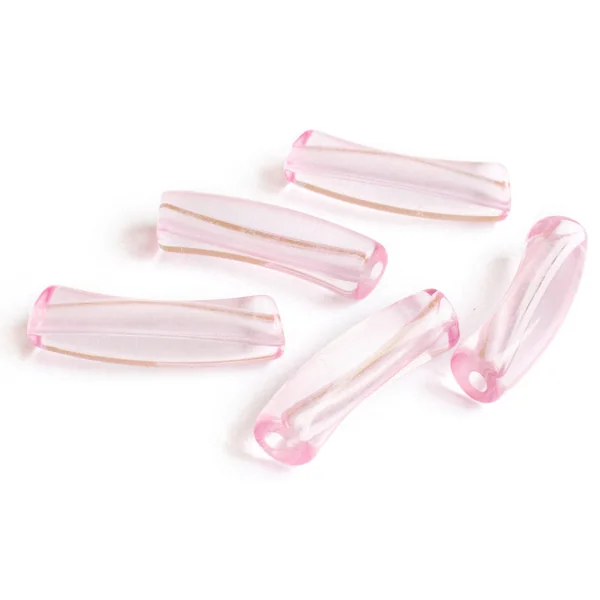 Lot de 5 perles tubes transparentes en résine 6 mm - Rose