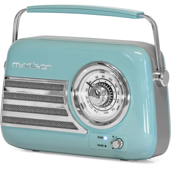 Madison Radio Rétro avec Bluetooth et FM (Bleu)