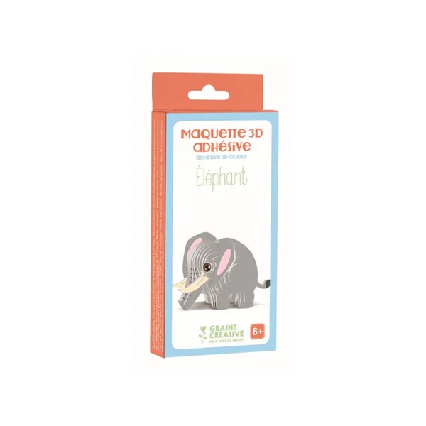 Maquette adhésive en carton 3D - Éléphant