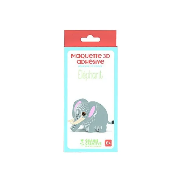 Maquette adhésive en carton 3D - Éléphant