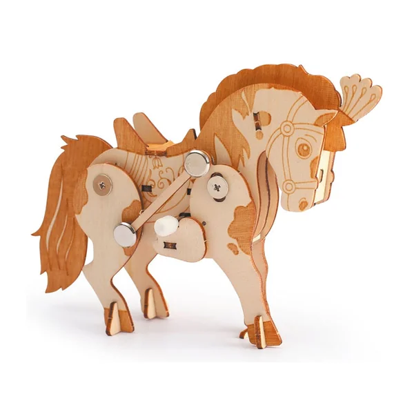 Maquette en bois 3D mécanique cheval