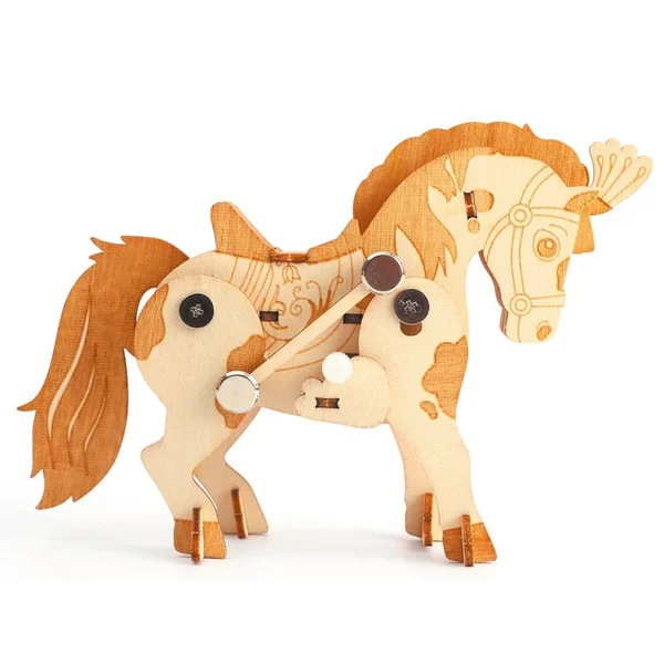 Maquette en bois 3D mécanique cheval