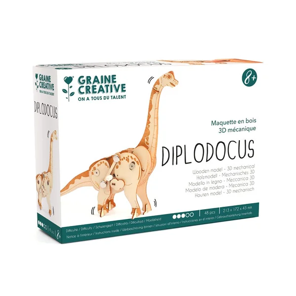 Maquette en bois 3D mécanique diplodocus