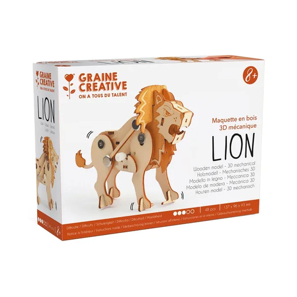 Maquette en bois 3D mécanique lion