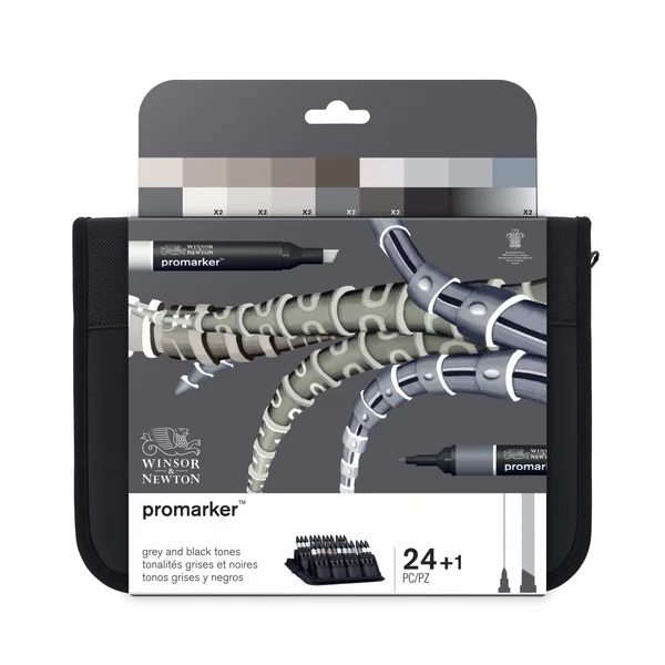 Marqueur Promarker assortiment de 24 tons gris et noirs