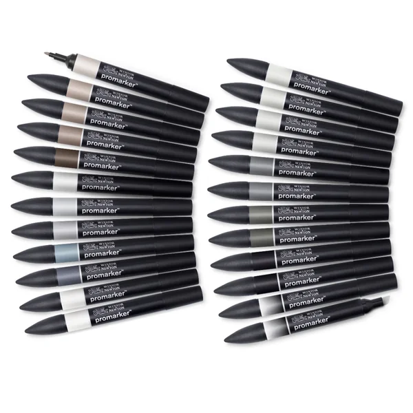 Marqueur Promarker assortiment de 24 tons gris et noirs