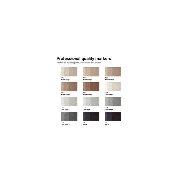 Marqueur Promarker Brush assortiment 12 tons gris