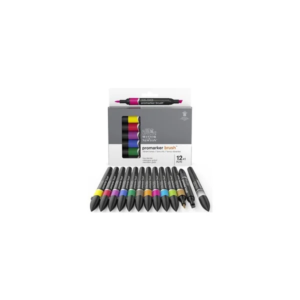 Marqueur Promarker Brush assortiment 12 tons vibrants
