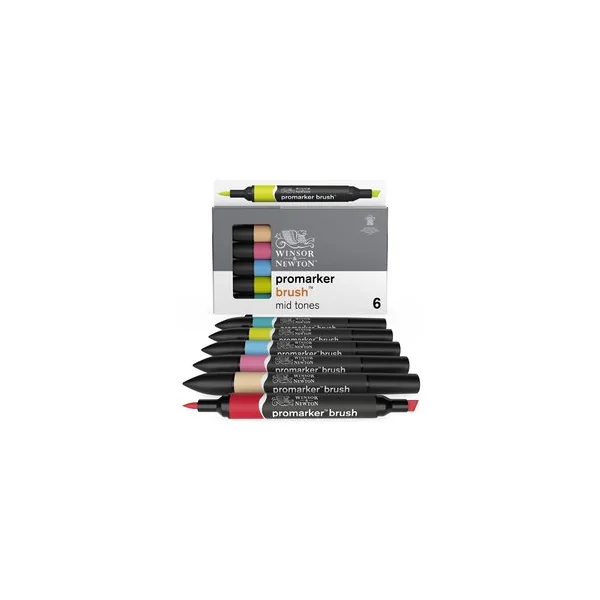 Marqueur Promarker Brush assortiment 6 tons moyens