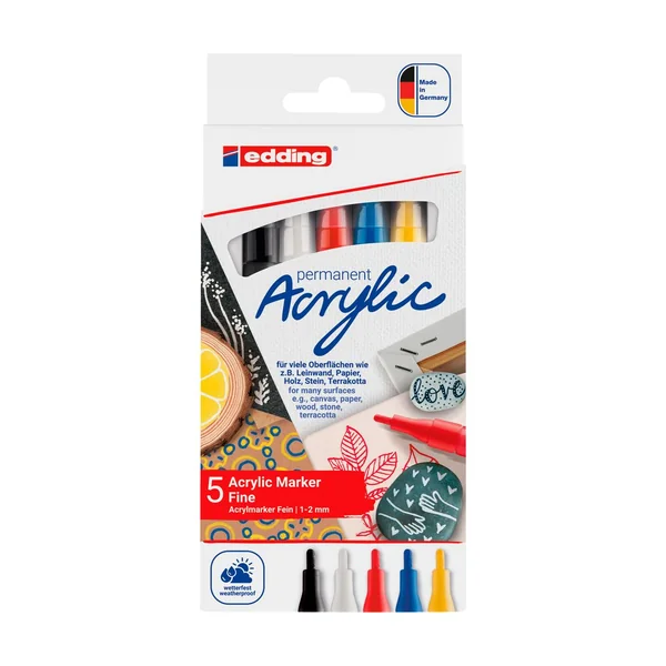 Marqueurs acryliques fins edding 5300 Acrylic, set de 5