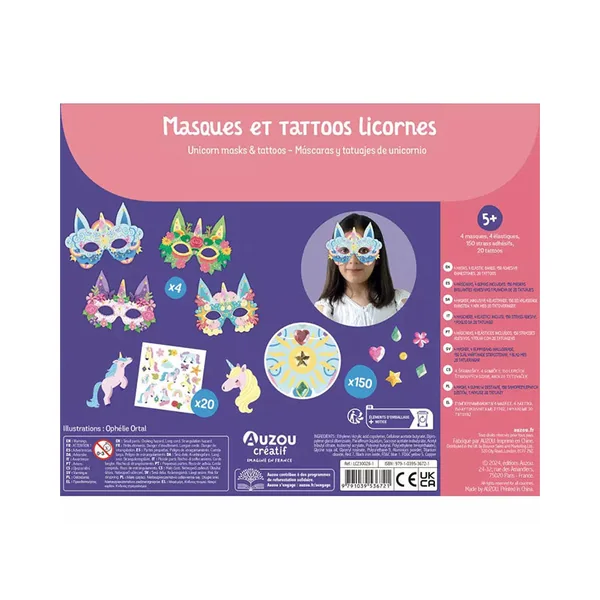 Masques et tattoos licornes - Auzou