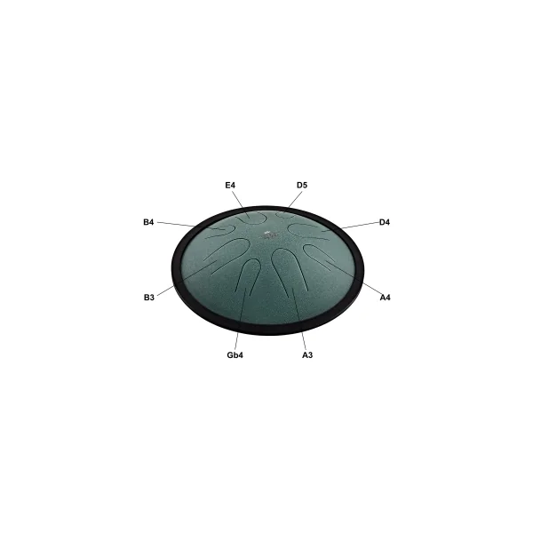 MEINL SONIC ENERGY CSTD1DG Compact Steel Tongue Drum 10" Si Mineur 432hz, 8 Notes, Dark Green