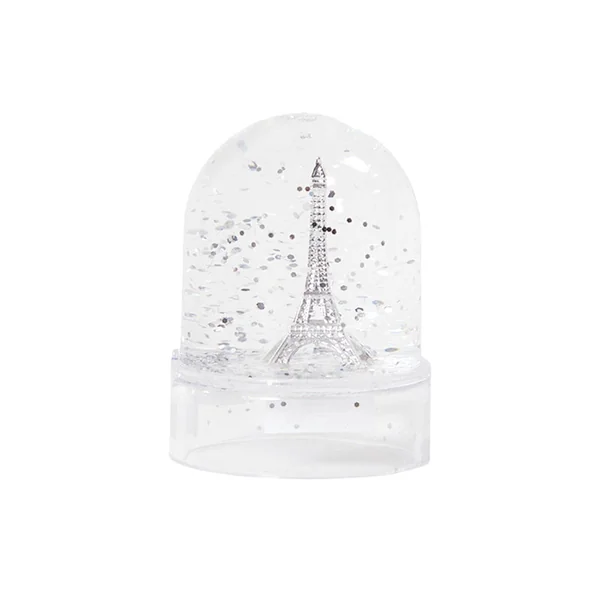 Mini-boule à neige Tour Eiffel argentée - Paillettes argentées