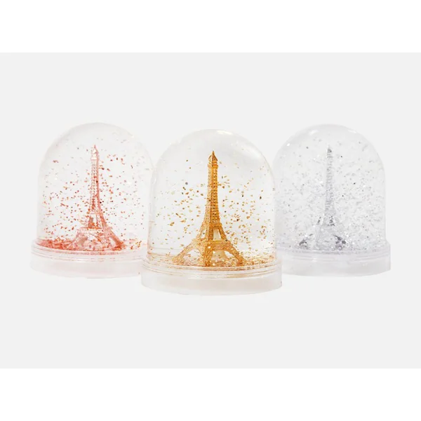 Mini-boule à neige Tour Eiffel argentée - Paillettes argentées
