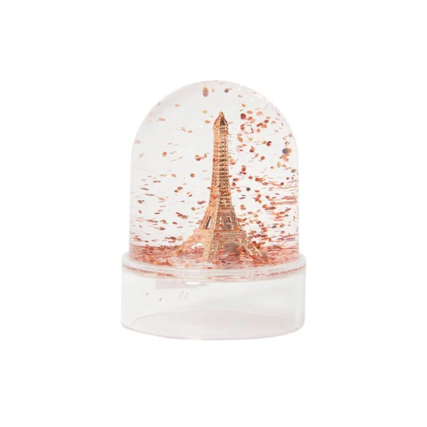 Mini-boule à neige Tour Eiffel cuivrée - Paillettes cuivrées