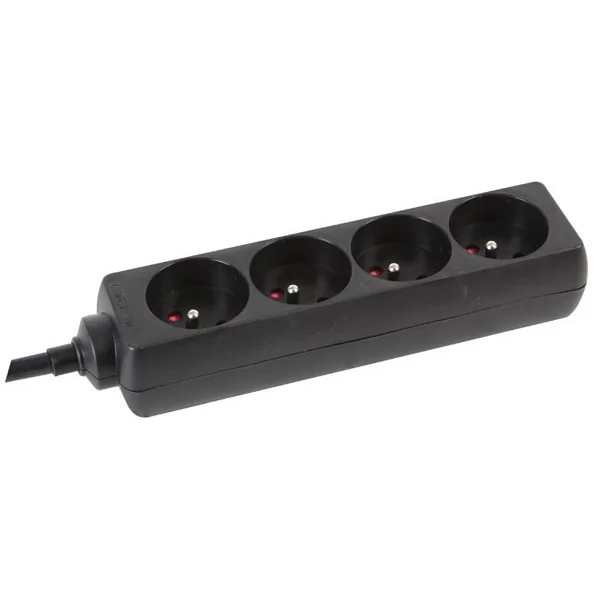 Multiprise noire 4 prises 16A 3x1.5mm2 rallonge 5m