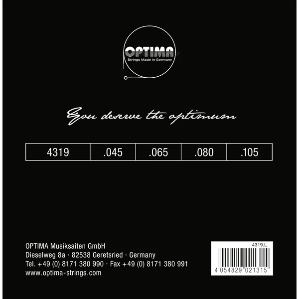 Optima E-Bass Strings Chrome Strings Round Wound Long Scale - Set 4-string med-light (4319ML)